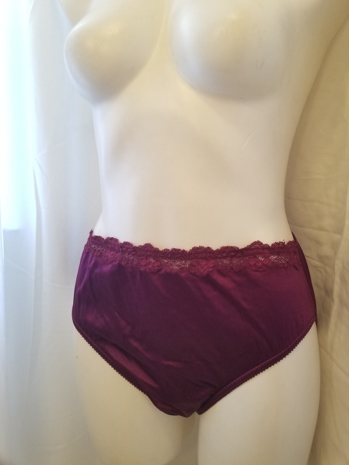 Vintage Plum Purple Second Skin Satin Brief Panty Panties L