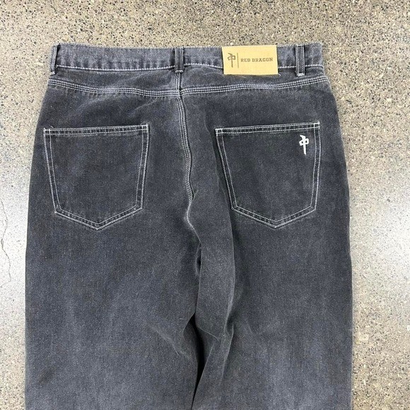 Vintage Red Dragon Baggy Black Denim Jeans (Size 34×30) JNCO Style