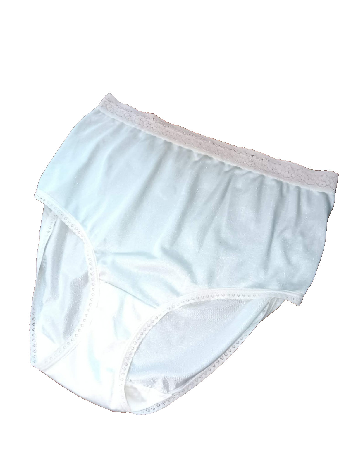 VTG Fruit of the Loom Nylon Panties Sz 6 Mint Green High Cut Brief Silky Granny