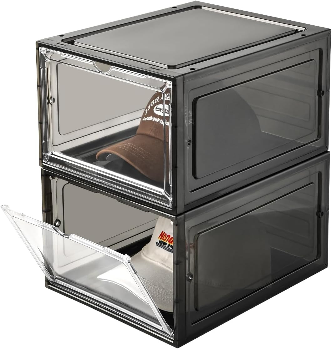 Hat Organizer Box, Stackable Clear Baseball Caps Holder Box Containers