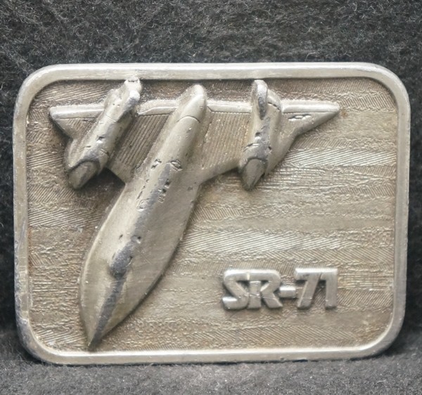 XF05161 VINTAGE 1970s *SR-71* USAF STRATEGIC RECONNAISSANCE AIRCRAFT BELT BUCKLE