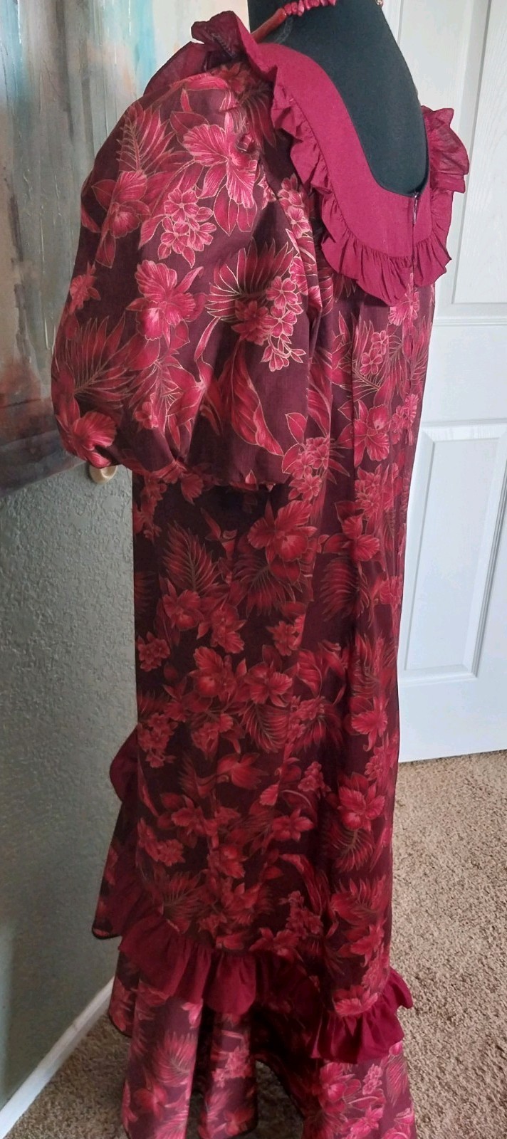 VINTAGE 1980’s Lolenani Mumu From Polynesian Cultural Center Hawaii Maxi Tiered