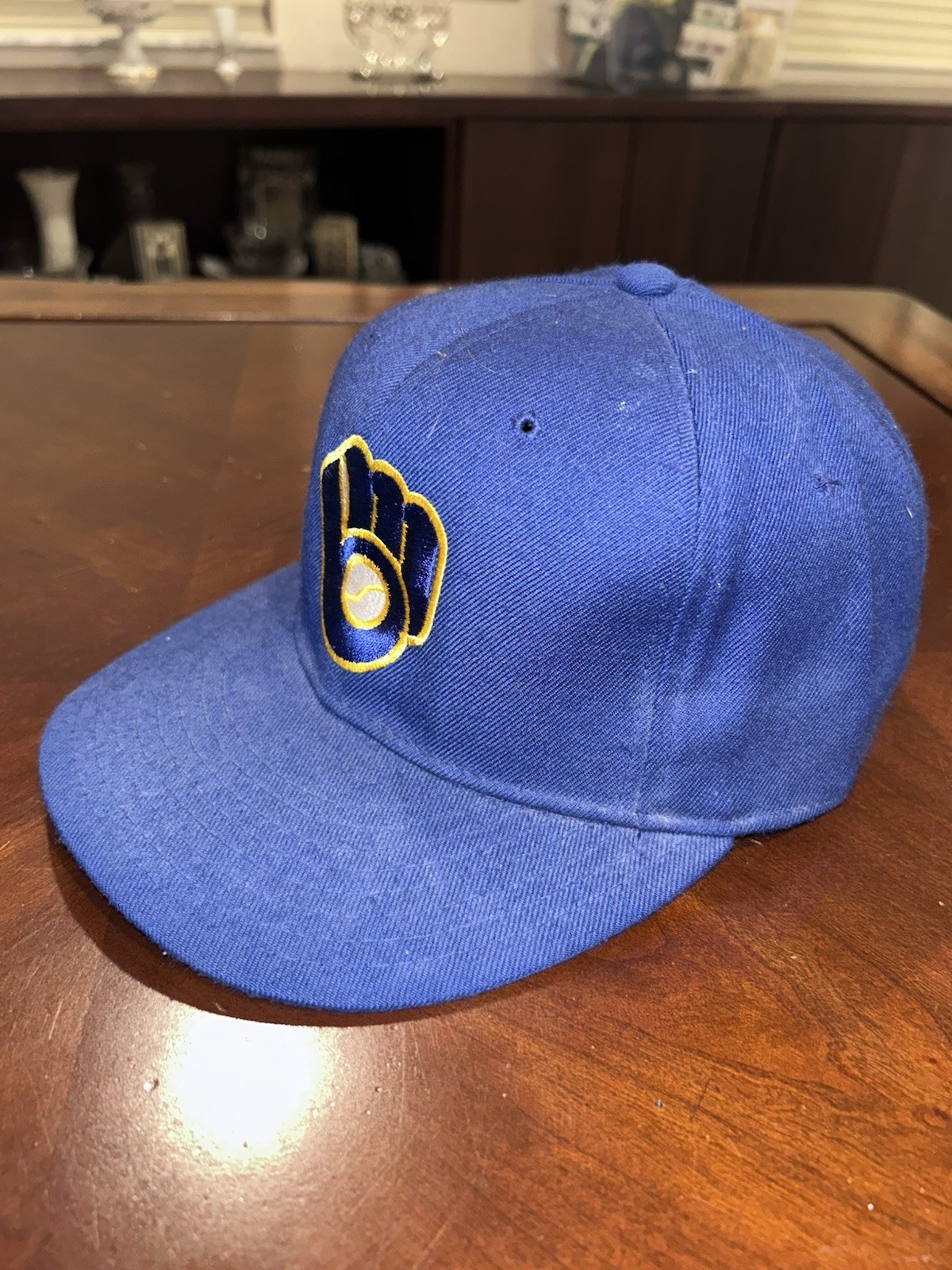 Milwaukee Brewers New Era Vintage Pro Model Diamond Blue Fitted Hat Cap 7 1/4