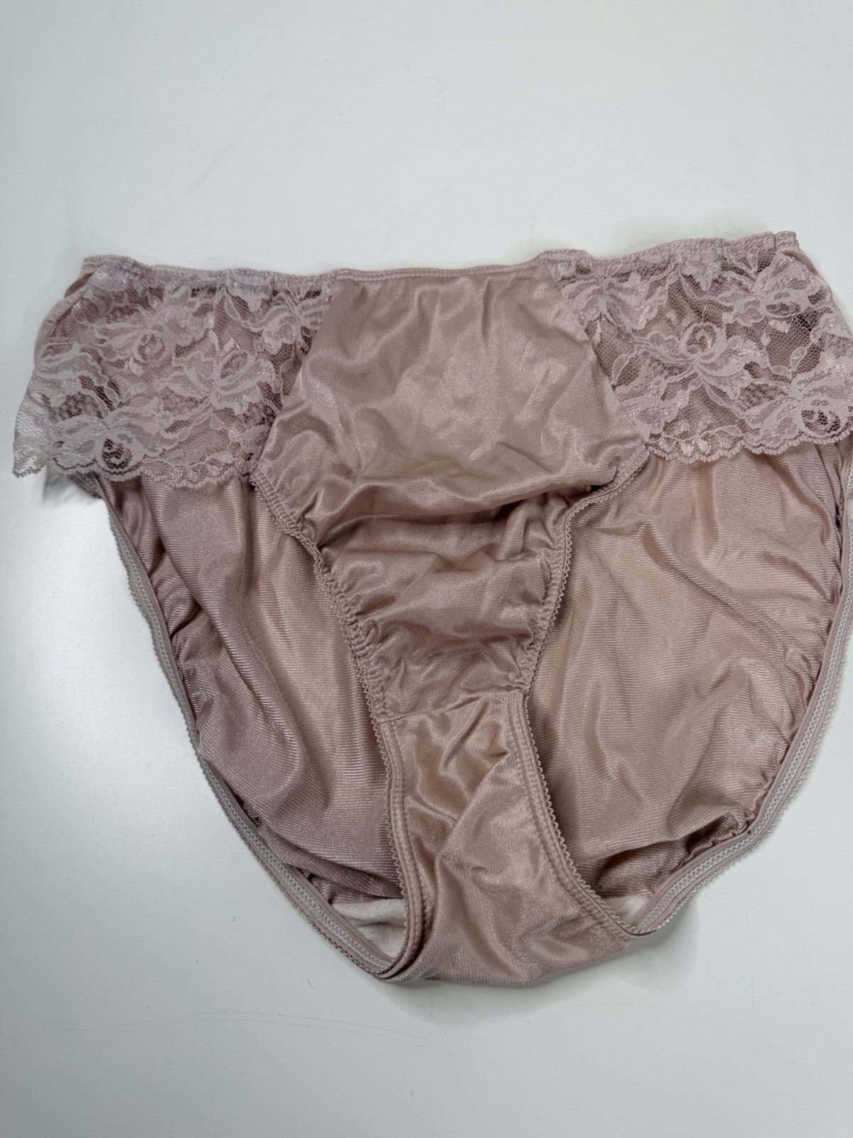 Vintage Maidenform Hi-Leg Panites Sz 7 mauve Nylon Lace Brief NWOT sexy