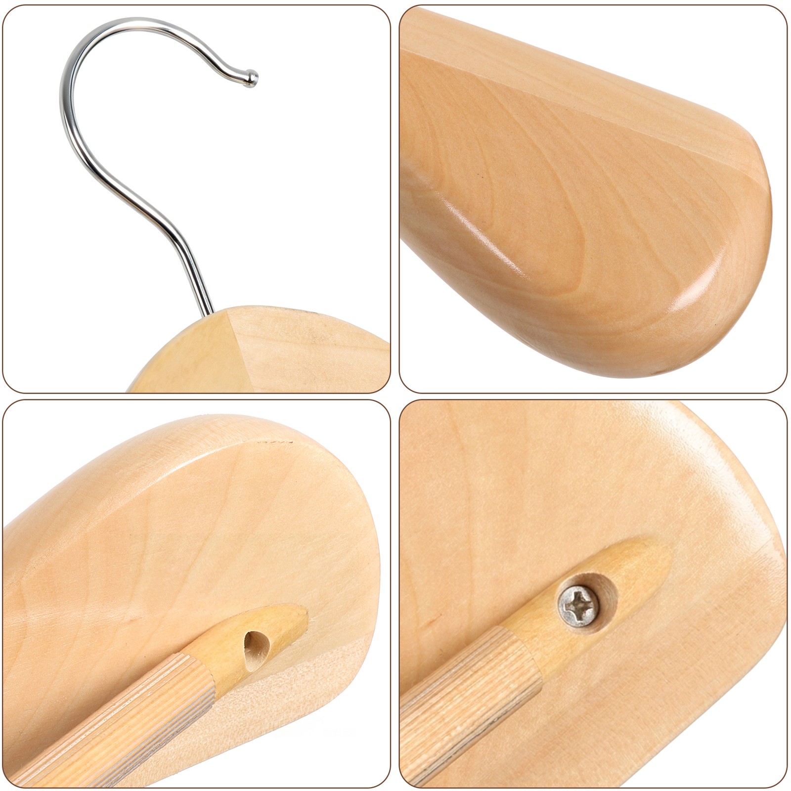 24 Pack Non-Slip Wood Suit Hangers with 360° Hook for Closet & Wardrobe Natural