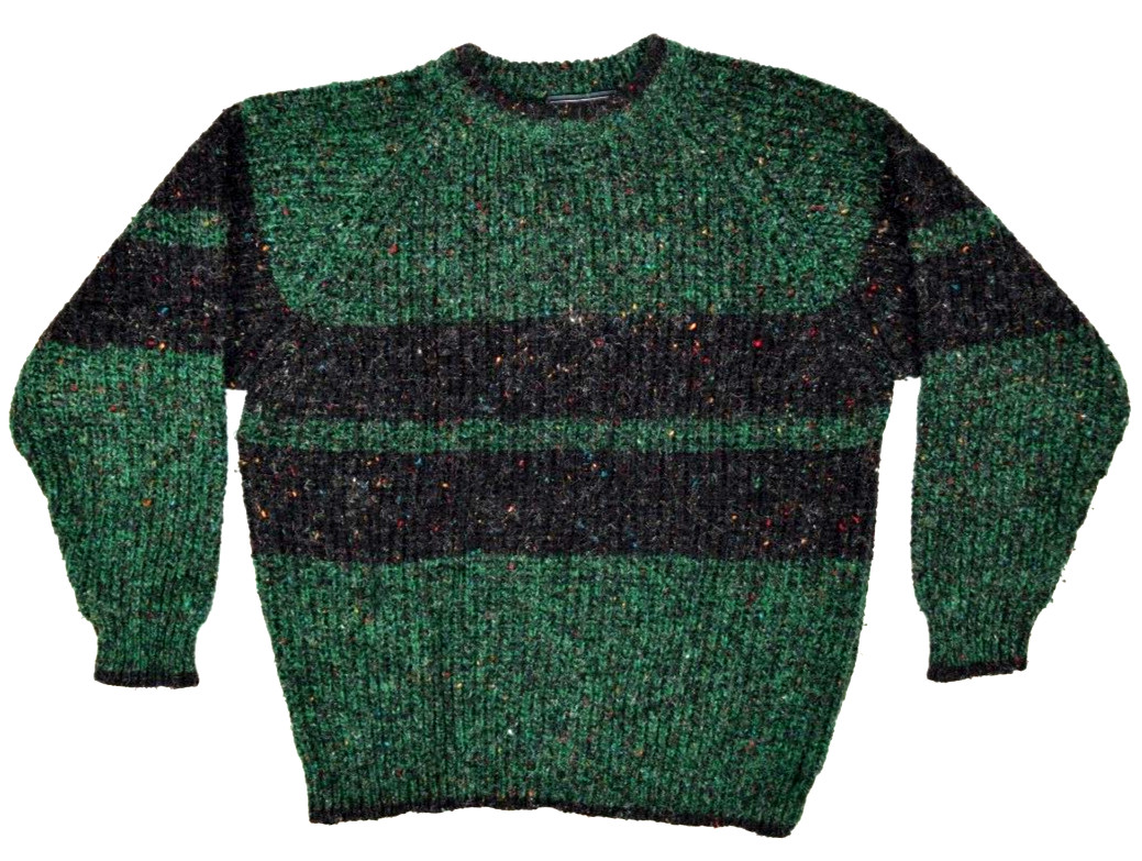 Vintage Sweater Chris Hays Size M/L 70s Raglan Rainbow Flecks Stripe Wool Blend