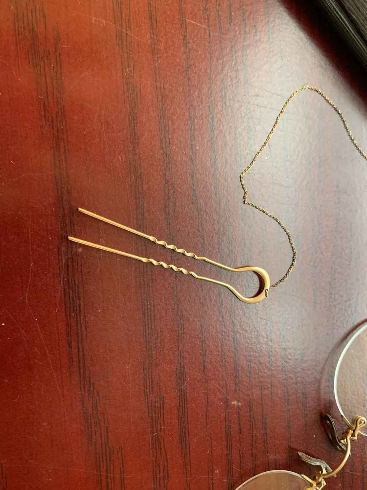 Antique Pince Nez Eyeglasses With Chain And Hair Pin Fits-you