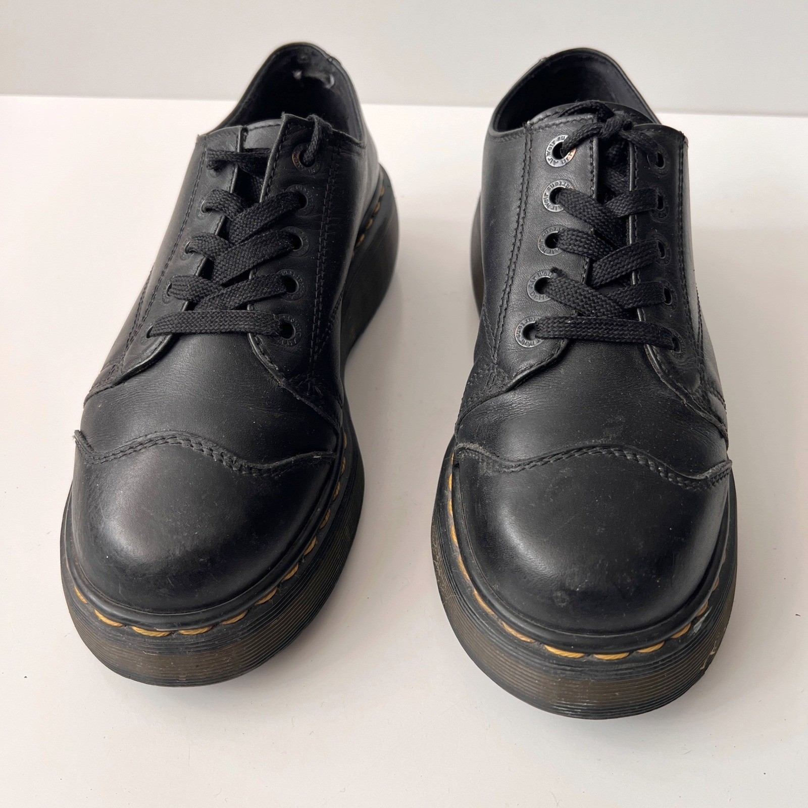 Vintage Dr. Martens Platform Oxfords Brown Leather Chunky Mary Jane Boots Size 9
