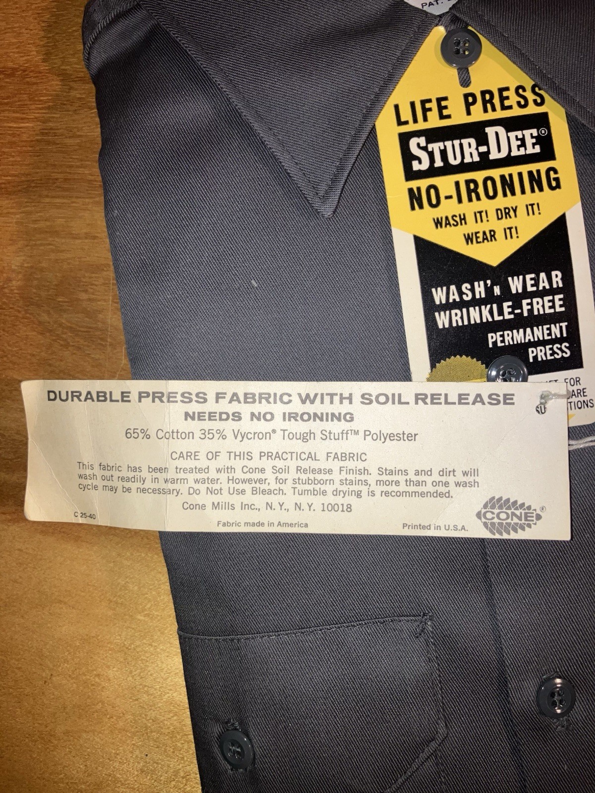 Vintage 70s NOS LARGE 16.5 LS STUR- DEE WASHINGTON DEE CEE UNION MADE Work Shirt