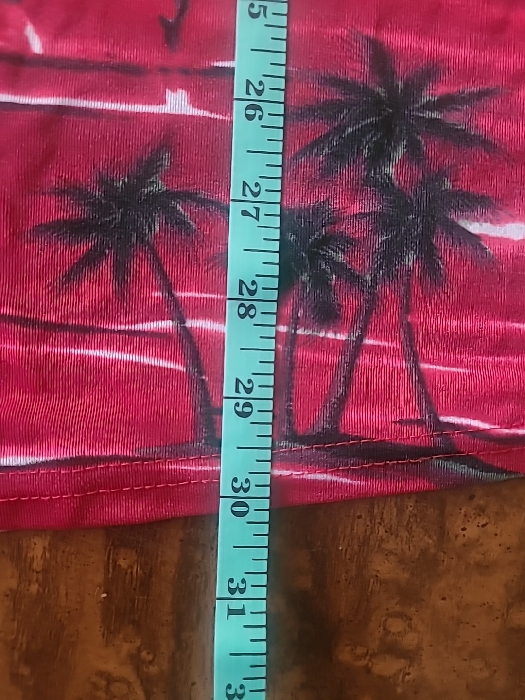 Vintage Red Hawaiian Sundress Tropical Sunset Palm Tree Print Sleeveless Size L