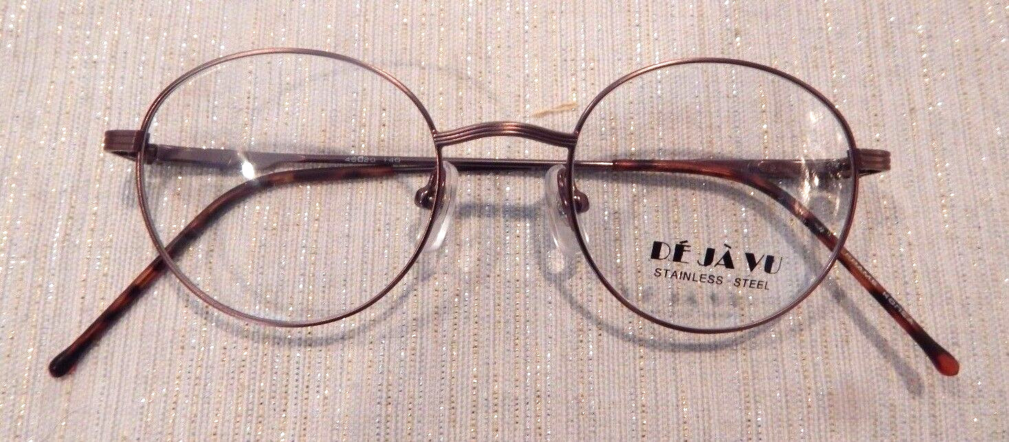 Vintage DEJA VU 851 A.Bronze 46/20 P3 Round All Metal Eyeglass Frame NOS #229