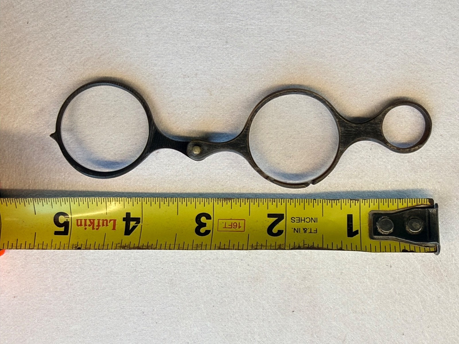 Antique 1900s Pince Nez Folding Brown Bakelite Glasses W/Tassel Non-Prescription
