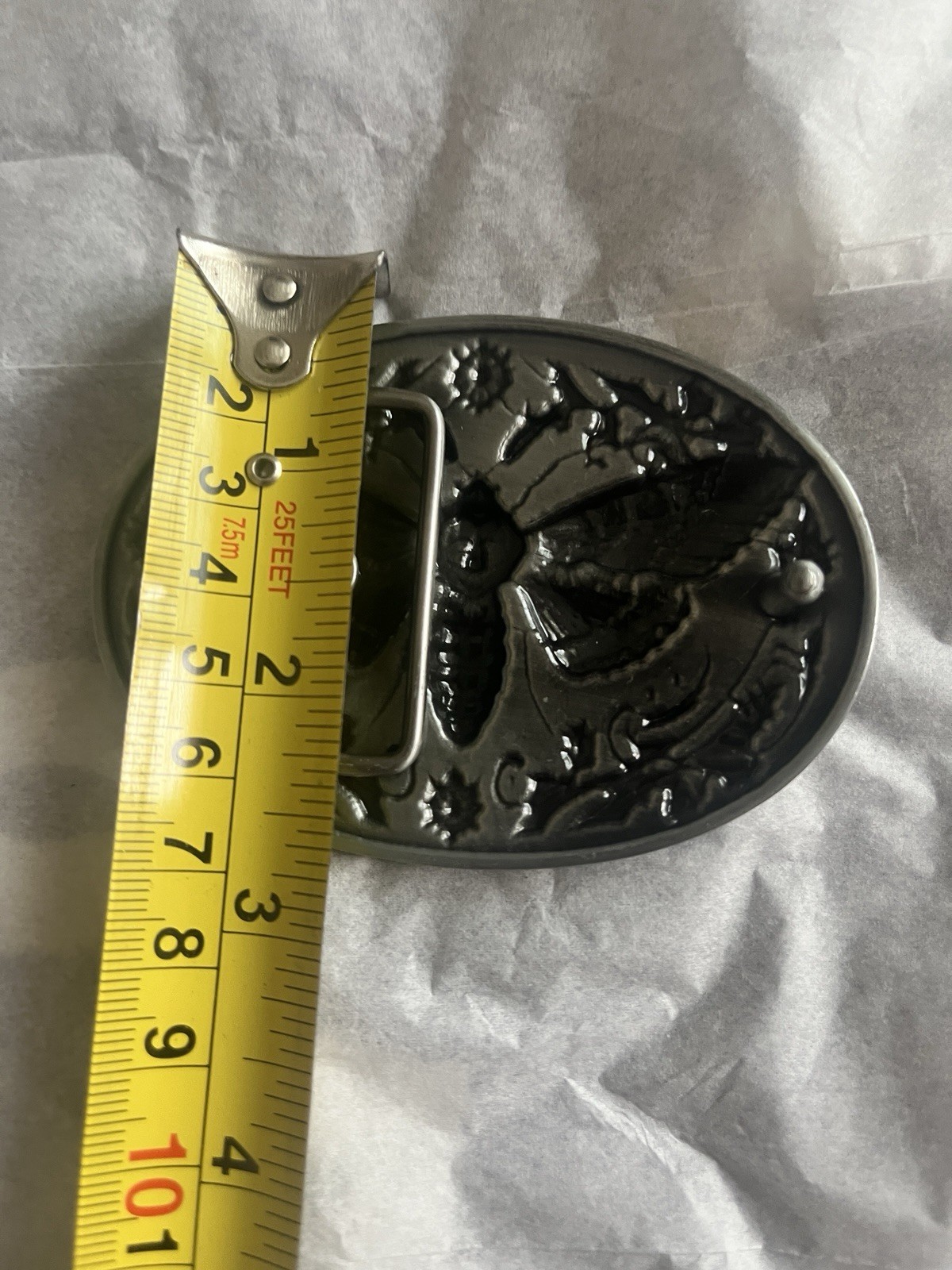 New Antique Silver Toned Moth Skull Belt Buckle Punk Y2K 3D Press