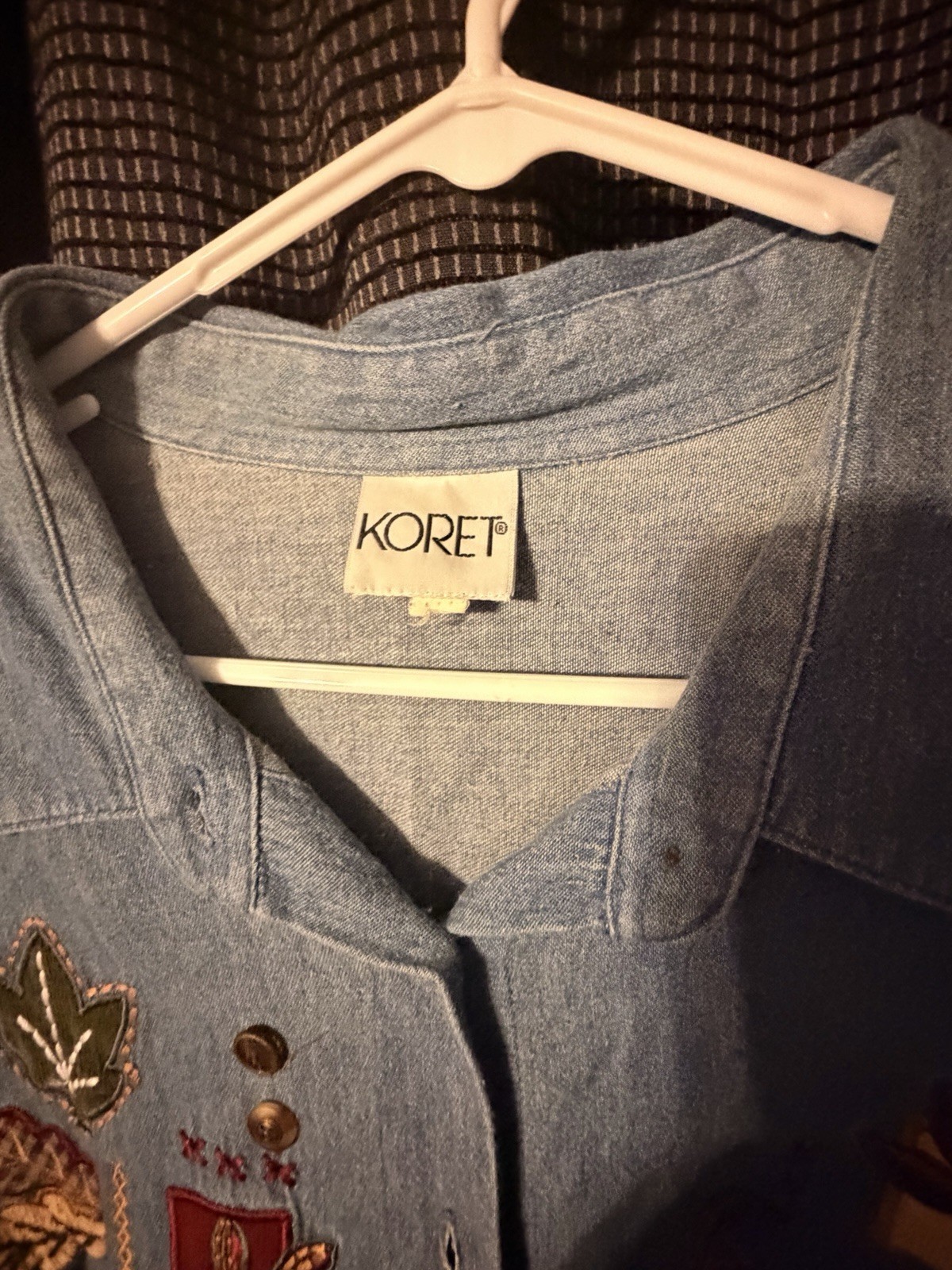 Vintage Kroft 2XL Women’s Denim Long Sleeve Embroidered Autumn Button-down Shirt