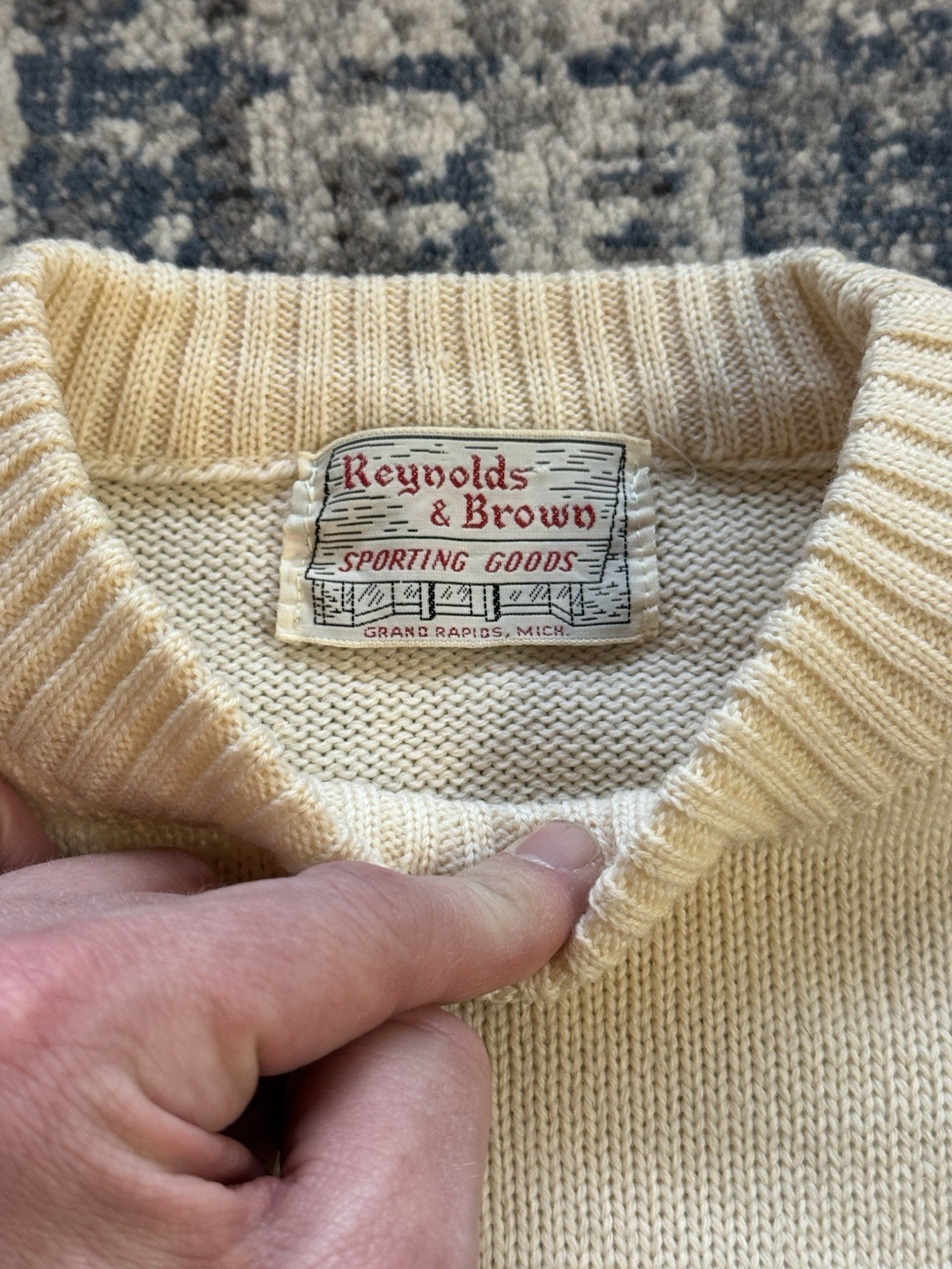 Vintage 1976 Reynolds & Brown Sporting Goods Grand Rapids CC Varsity Sweater XL
