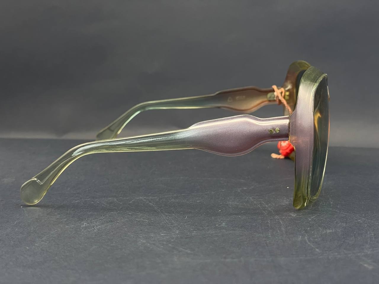 Vintage SAMCO Italy Oversized Square Sunglasses Green Fade NOS 1960s 1970s