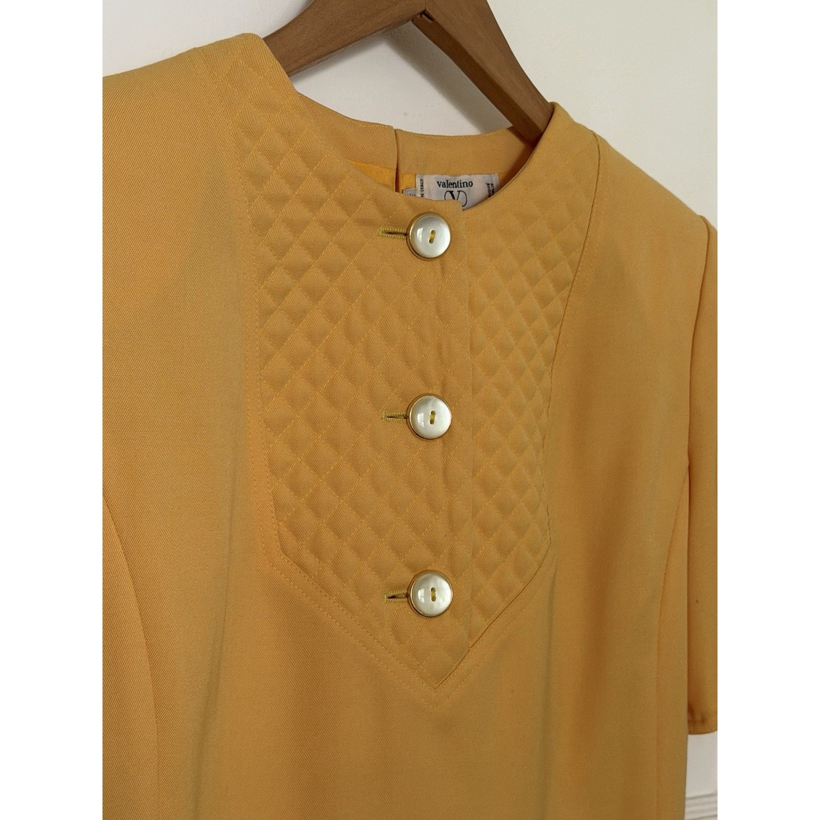 Valentino Orange Shift Dress Vintage 90s Size IT 38 US 4 Miss V Button Up Italy