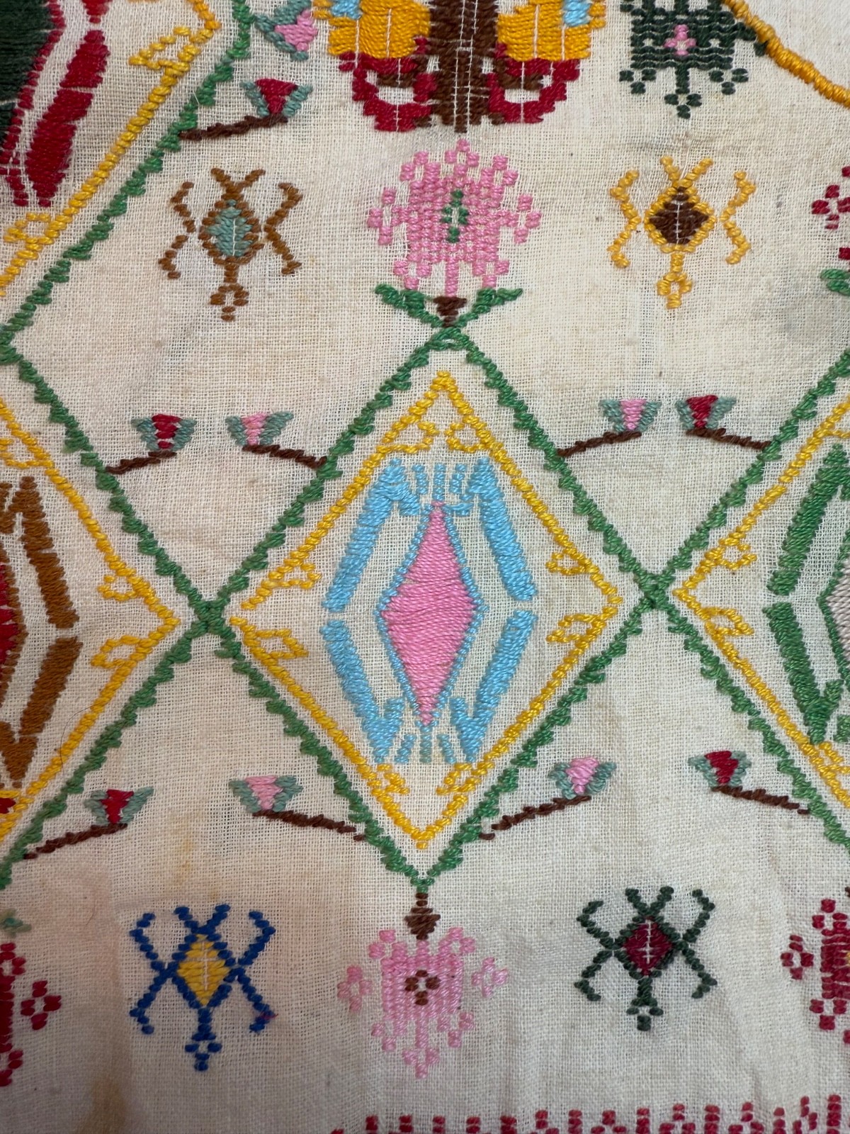 Vintage Beautiful Hand Silk Embroidered Head Cape 71×64 Cm