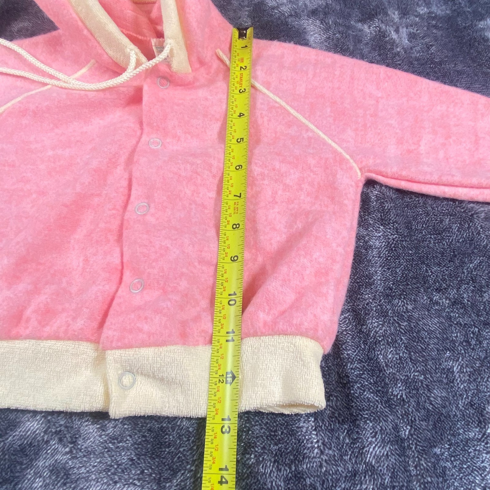Vintage 70s JCPenney NOS Toddle Time Hoodie 2T Pink White Unisex USA Terry Cloth