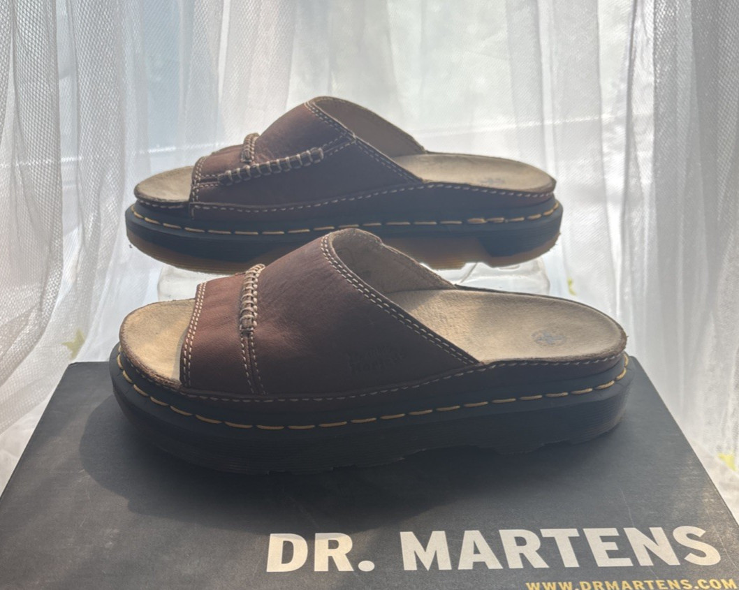 Vintage Dr. Martens 9A70 Peanut Brown Leather Mule Sandals US 6 EU 37 Y2K 90s
