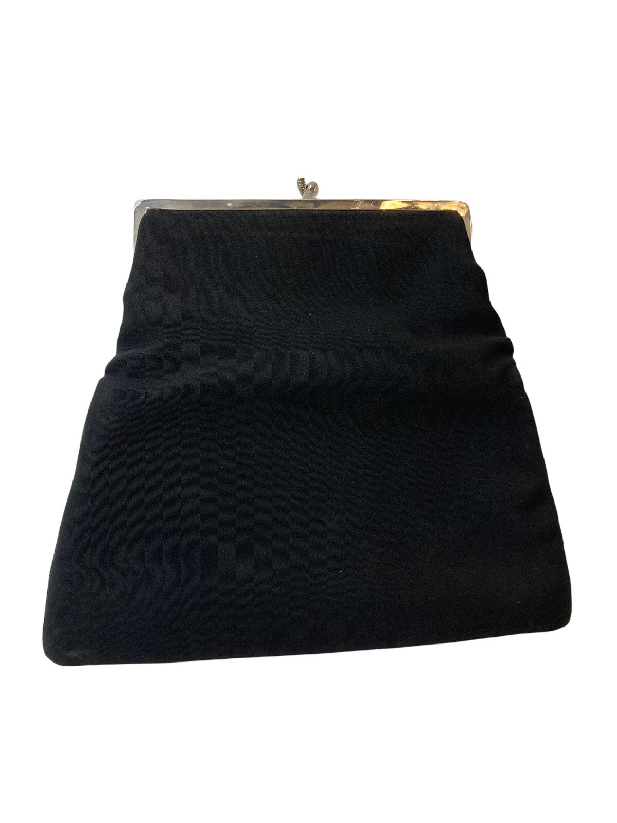 Vintage Garay Black Fold Over Clutch Handbag Formal Evening Bag Goldtone