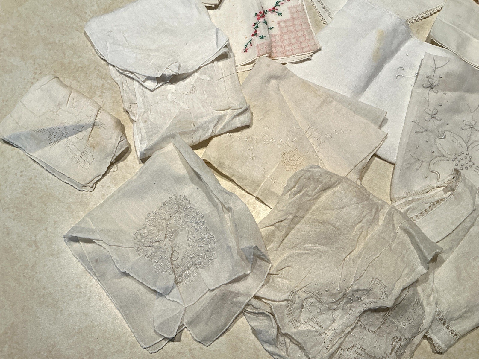 23 Vintage Hankies Handkerchiefs Hanky’s White Less Than Perfect