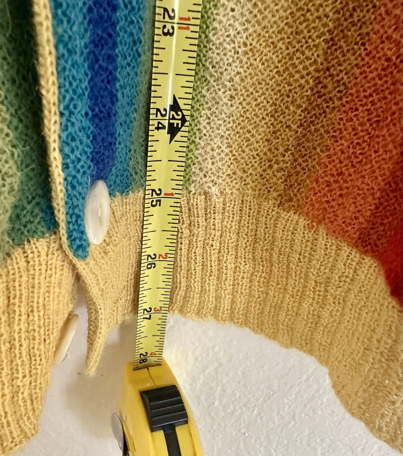 Vintage Maus & Hoffman Rainbow Stripe Cardigan Sweater Size 50 XL Palm Beach USA