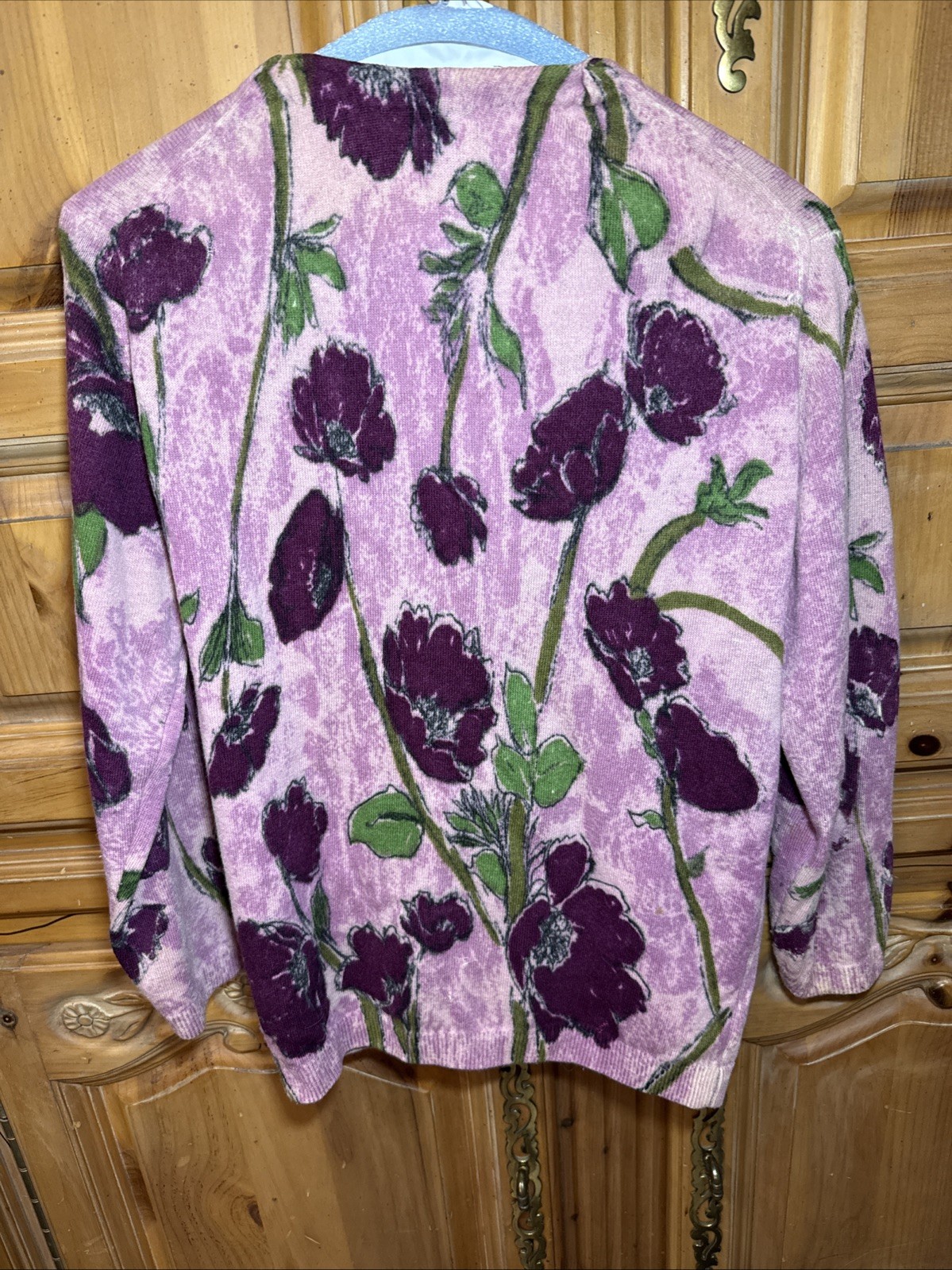 **READ**Vintage Angelon By Darlene Floral Angora Lambswool Cardigan For Scraps