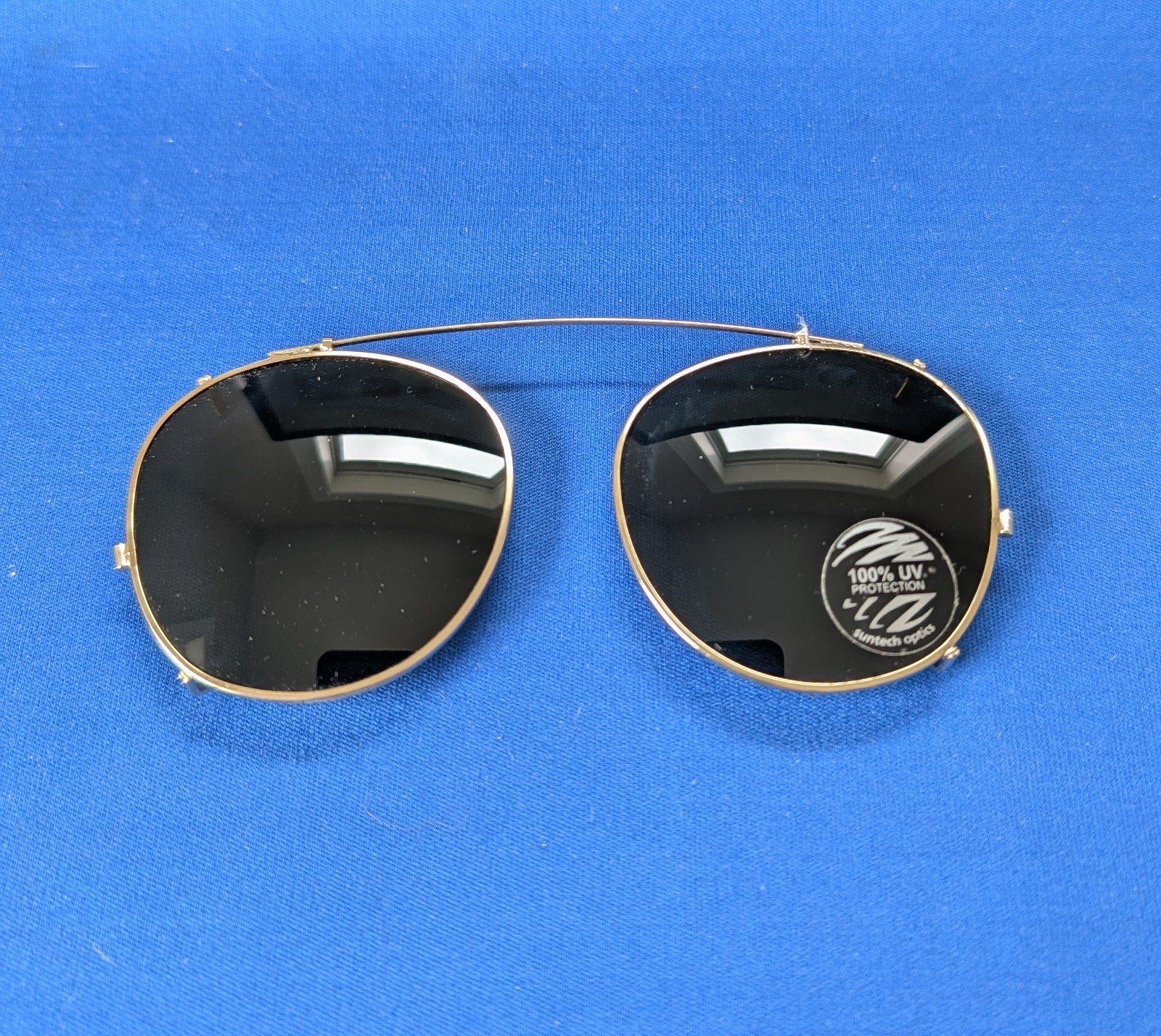 Vintage Clip On Aviator Sunglasses Suntech Optics 100% UV Protection Metal Frame