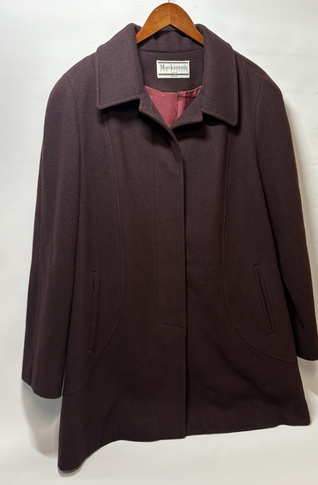 Mackintosh Wool Peacoat Vintage Deep Plum Purple Women’s Size XL USA