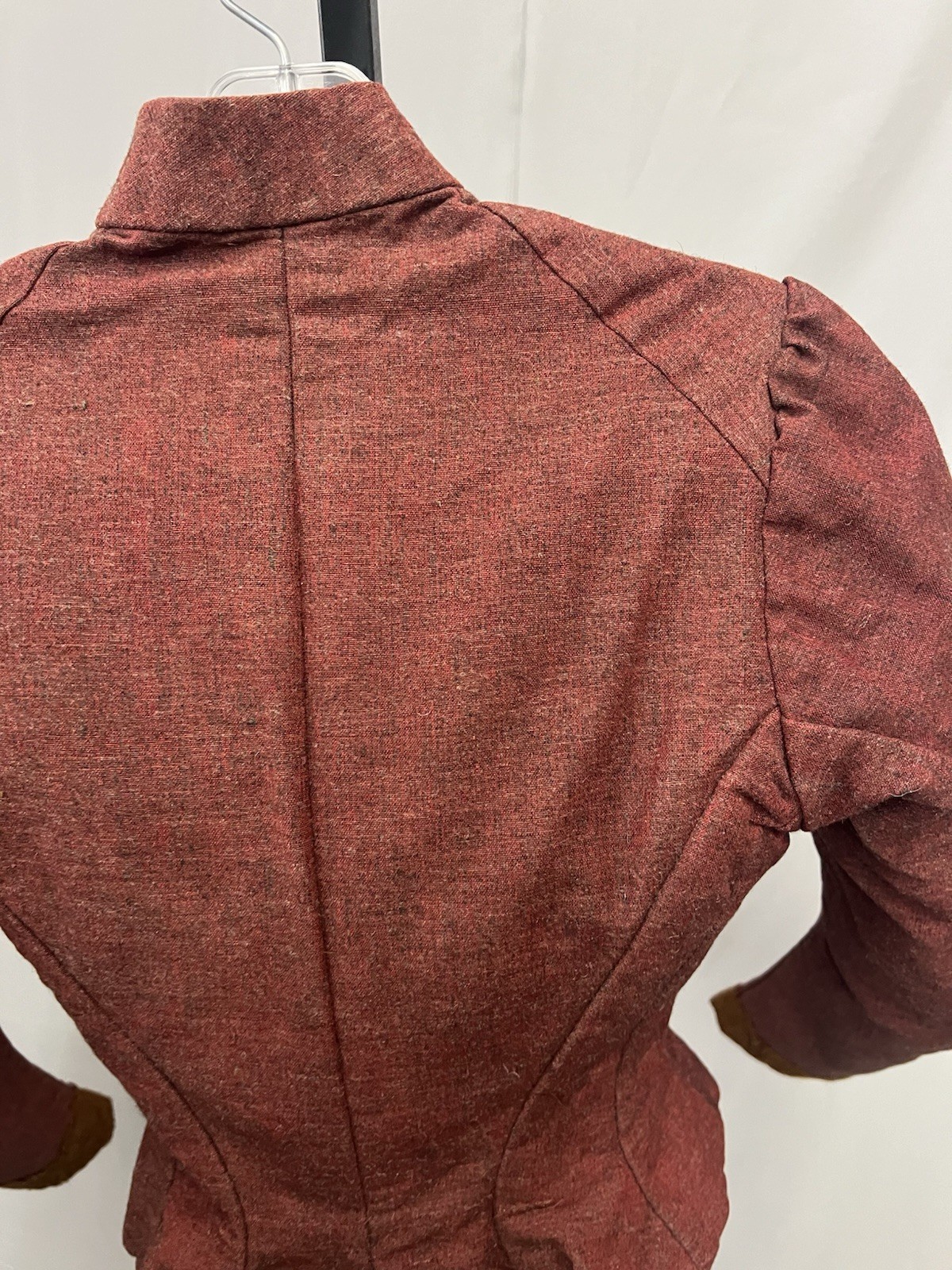 1880’s Winter Wool Bodice For Bustle Gown. Red/Brown With Black & White