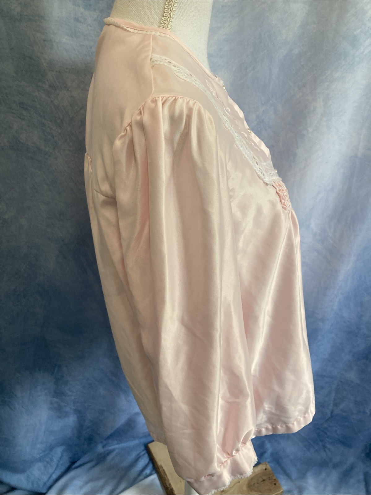 VTG 80s Barbizon Pink Pajama Set L Babydoll Top Pants Embroidered Lace Coquette