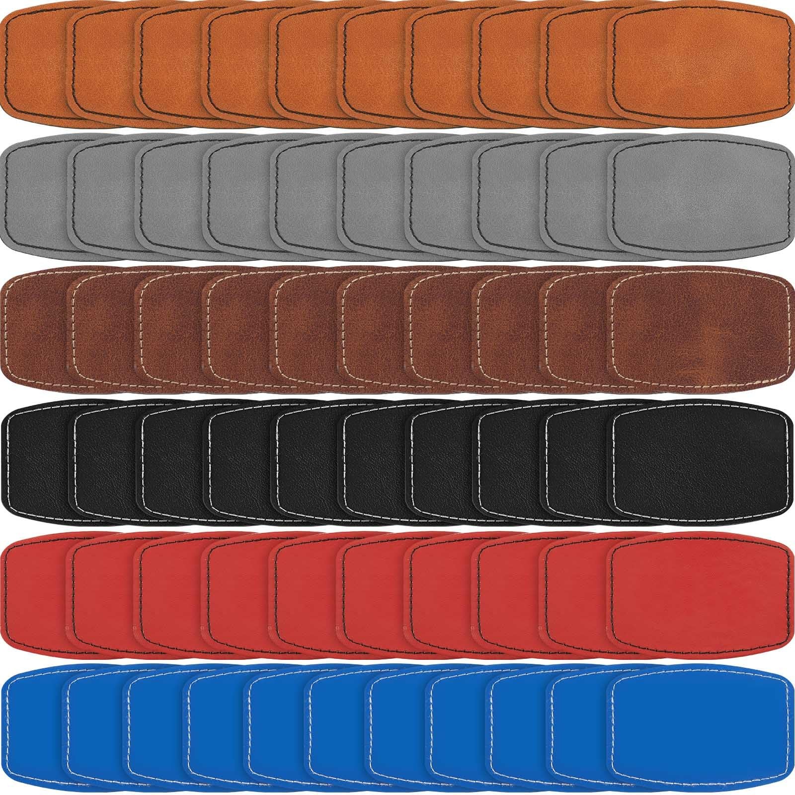 Dunzy 60 Pcs Blank Leatherette Hat Patches with 2x3inch, Mixed Colors