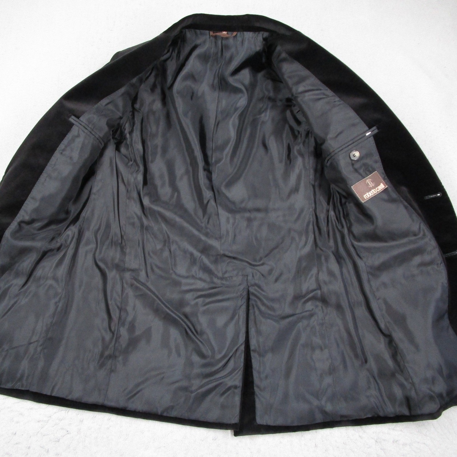 Roberto Cavalli Mens 48 IT Black Velvet Suit 2 Button CUX820I Made in Italy