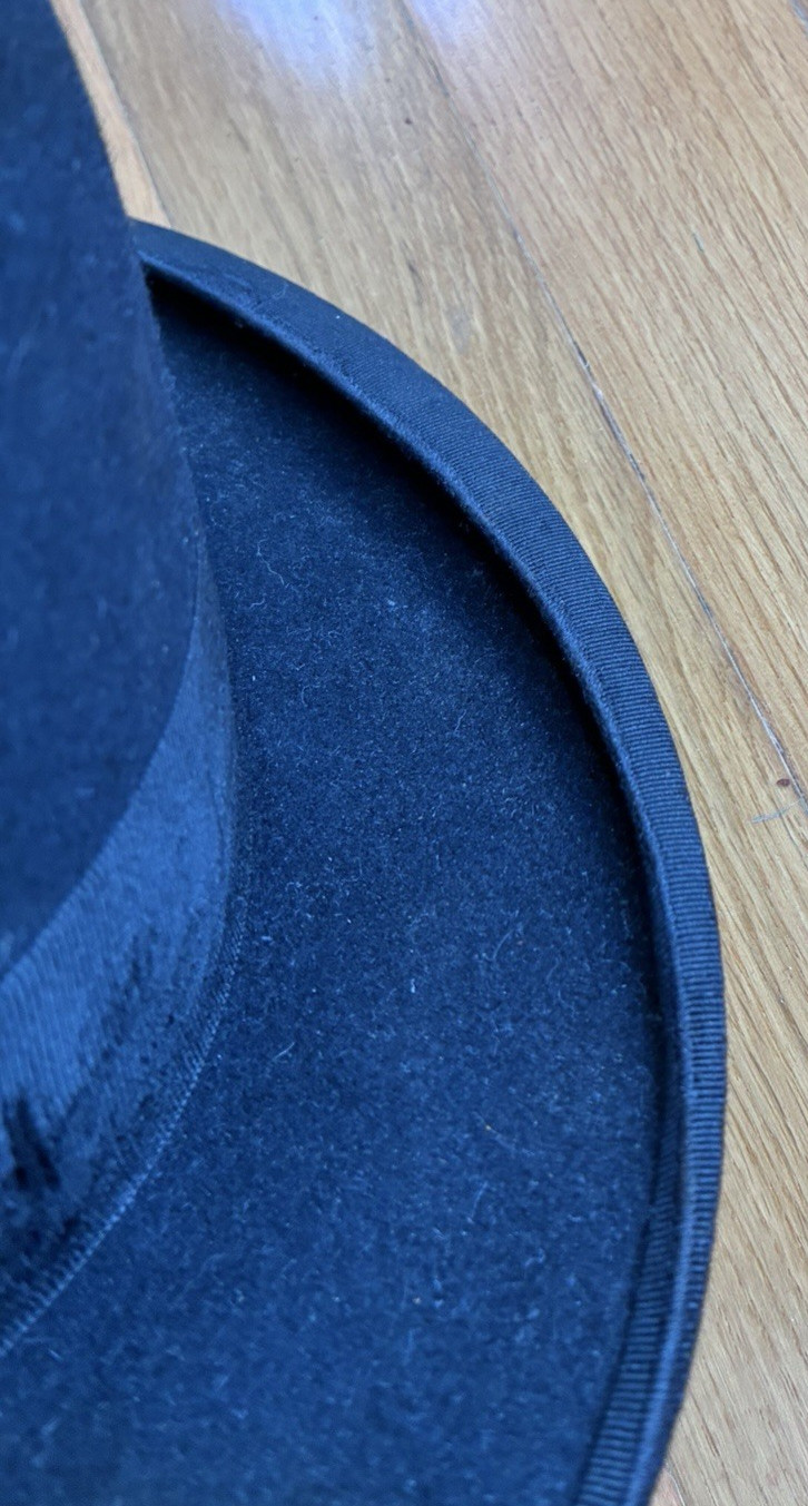 Antique Vintage Black Felt Derby Bowler Hat THE BIG BEAR 7 3/8