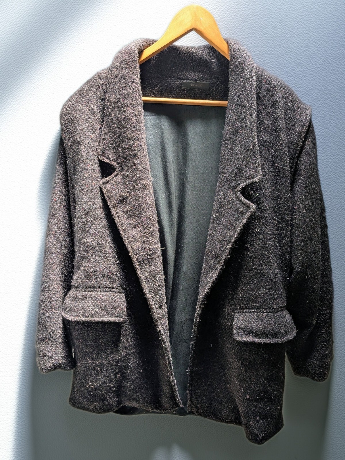 Vtg 80s Sport Crest UTEX 75% Wool Tweed Blazer Jacket Oversized Womens 5/6