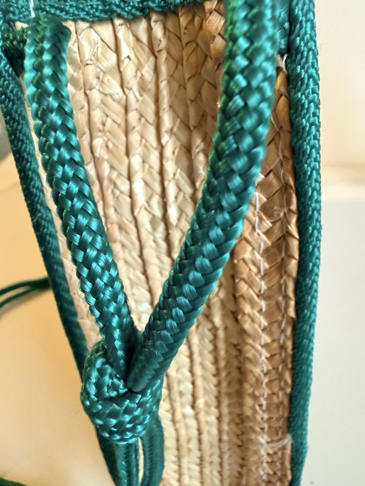 Vintage Waves Tandem Bags of California Straw Crossbody Pouch – Teal Accent