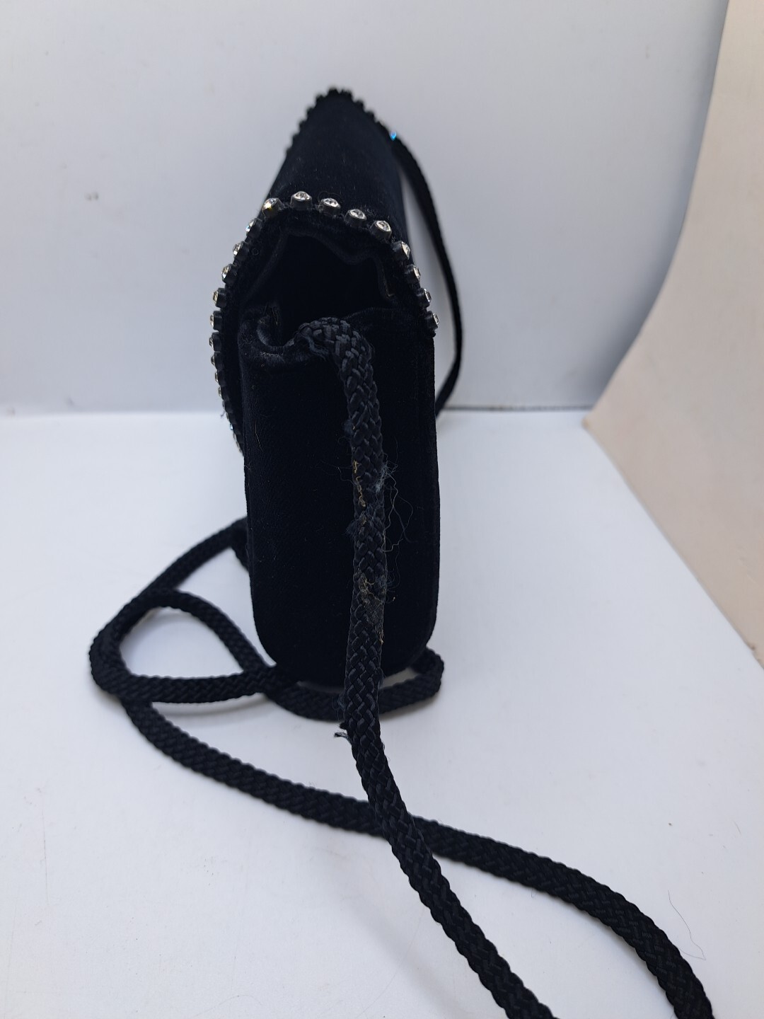 Vtg Black Velvet Purse Rhinestones Partners Mervyns Eveningwear Fancy