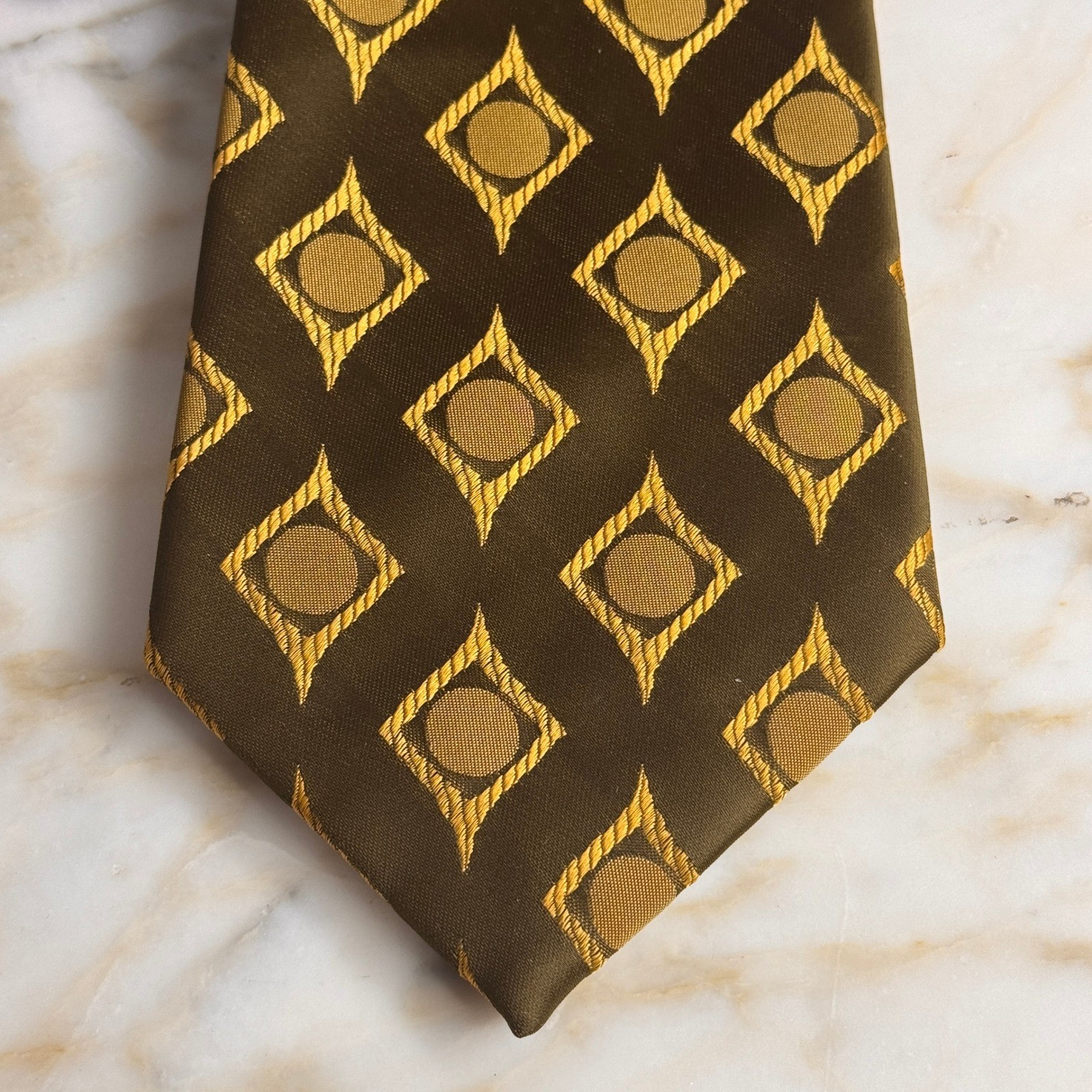 Viking Necktie Mens OS Green Excellent Vintage 60s Atomic Eyes Geometric Canada