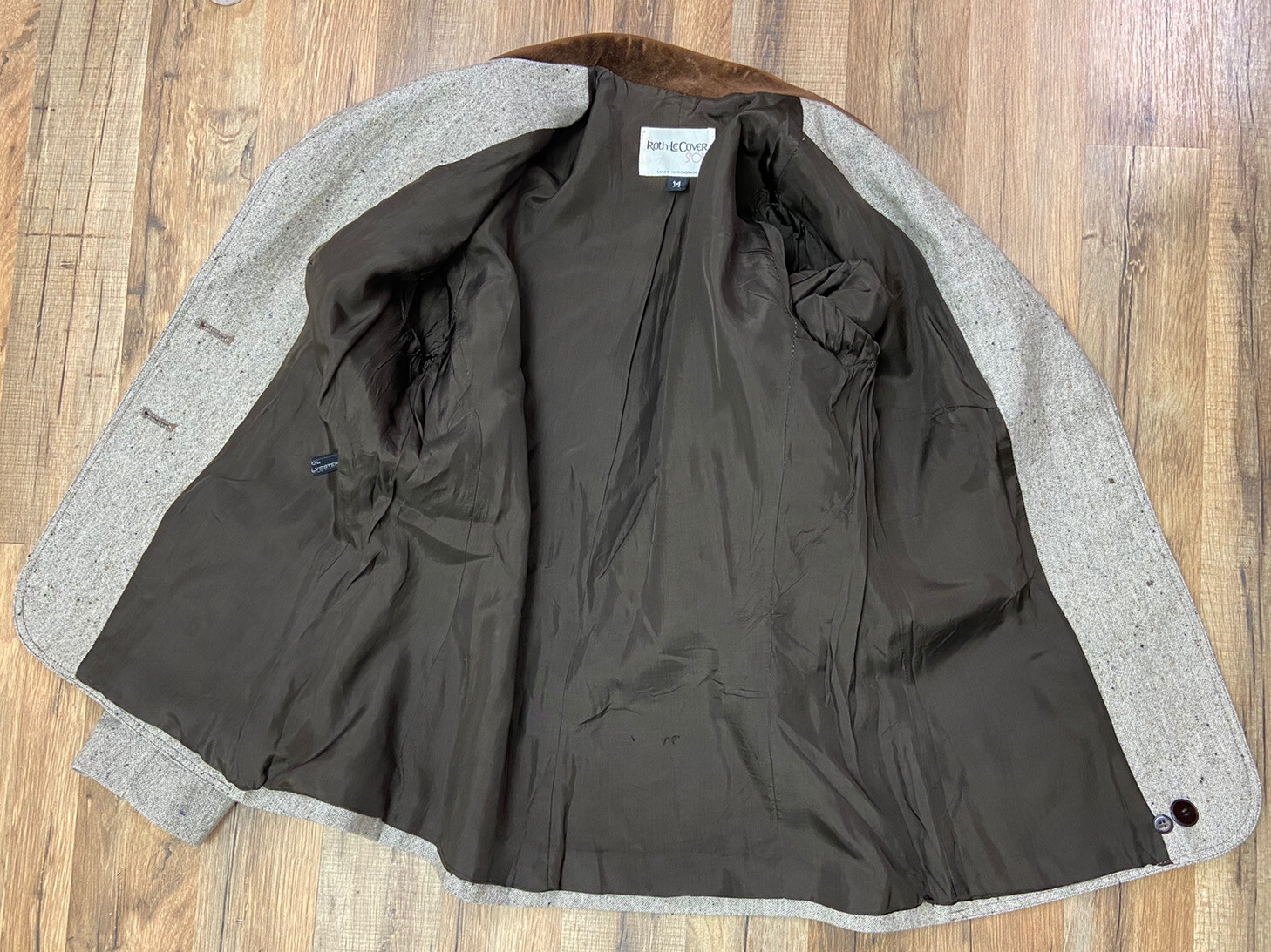 Vintage Roth-Le Cover Sport Wool Blend Skirt Suit Women’s Size 14 Brown Romania