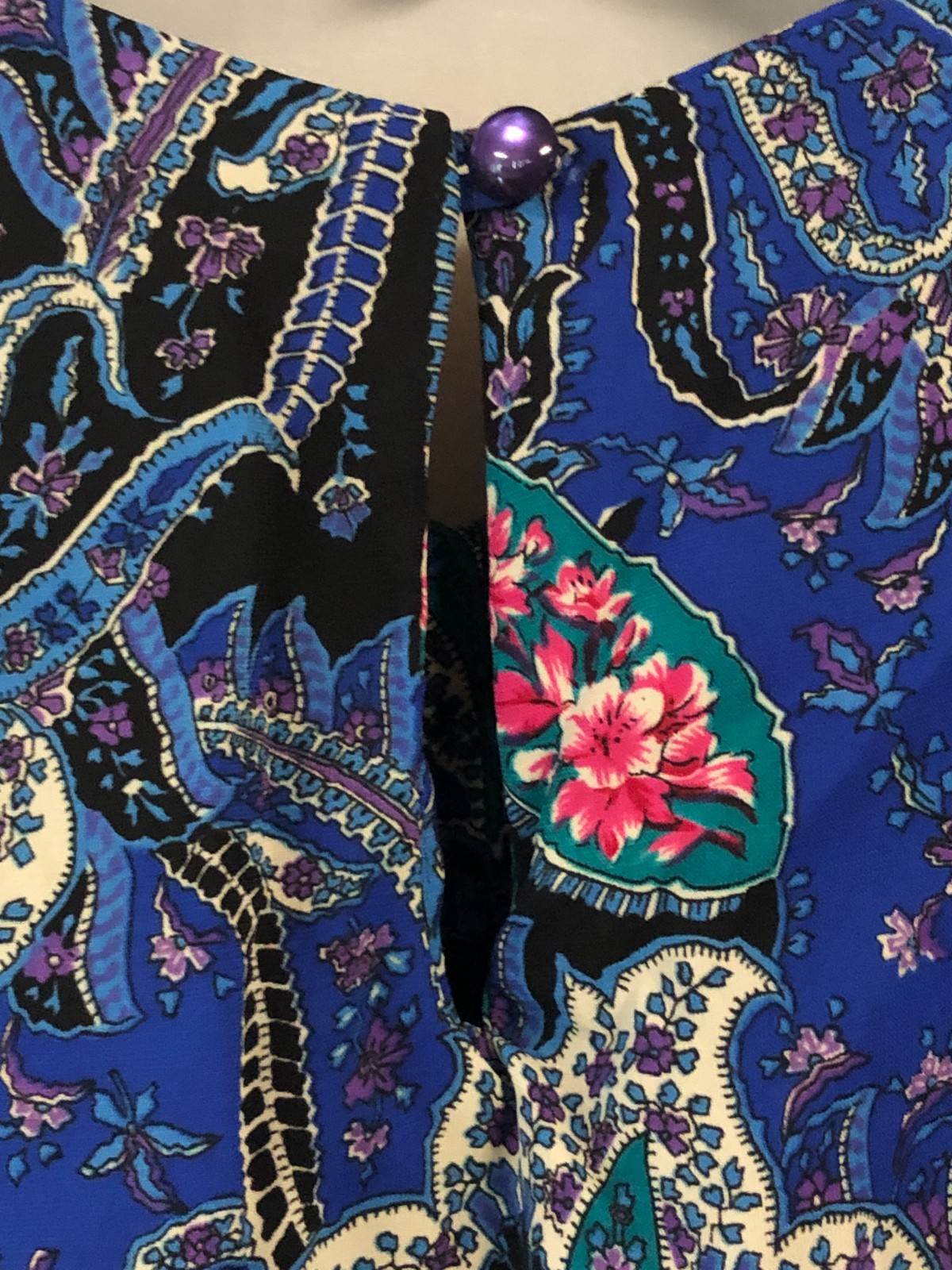 Vintage K.C. Kelly Size 8 Paisley Blouson Dress Short Sleeves Sheer EUC
