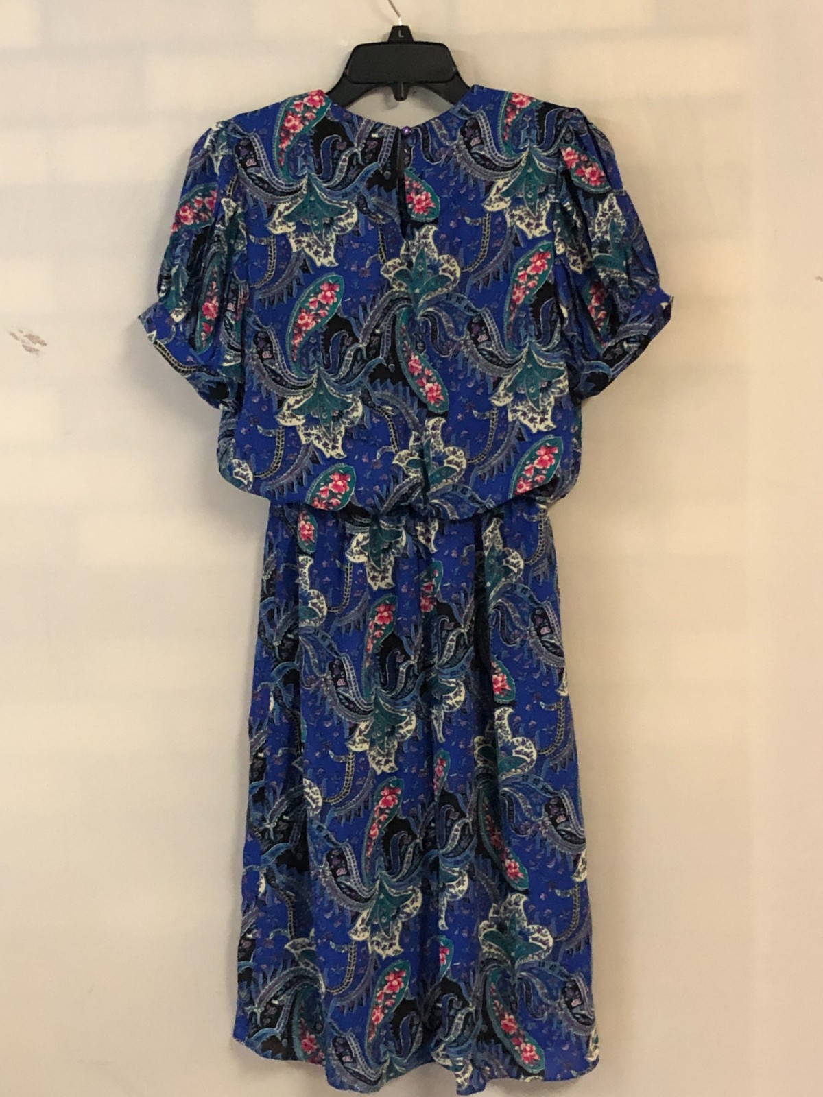 Vintage K.C. Kelly Size 8 Paisley Blouson Dress Short Sleeves Sheer EUC